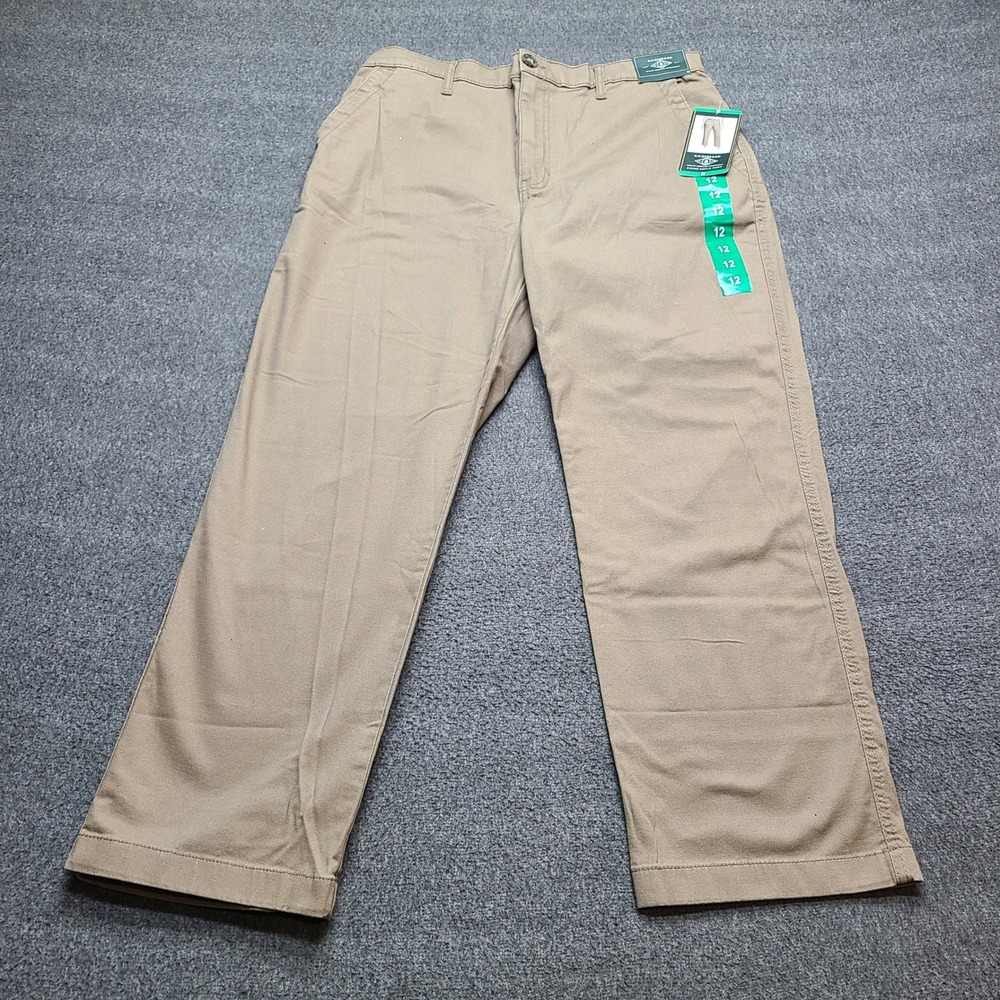 G.H. Bass Chino Ankle Pant Womens 12 Tan Khaki Straight Leg Stretch Workwear